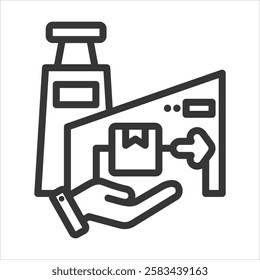 Factory Output Outline Icon Vector Illustration