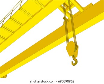 Factory overhead crane. EPS 10 vector format. Vector rendering of 3d