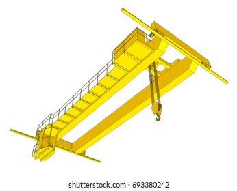 Factory overhead crane. EPS 10 vector format. Vector rendering of 3d