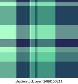 Factory pattern fabric seamless, scarf plaid textile background. Summer tartan texture vector check in teal and cyan colors palette.