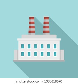 Factory petrol station icon. Flat illustration of factory petrol station vector icon for web design