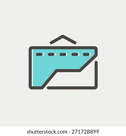 Factory pipe icon thin line for web and mobile, modern minimalistic flat design. Vector icon with dark grey outline and offset colour on light grey background.