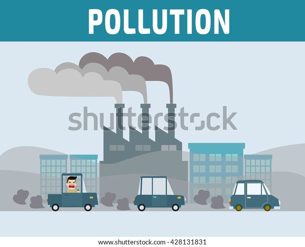 Factory Pipe Polluting Air Car Pollution Stock Vector (Royalty Free ...