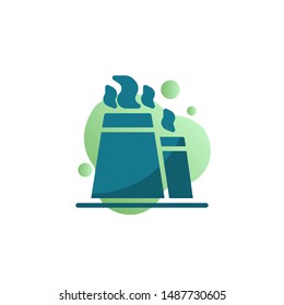 Factory pipes with smoke icon vector, filled flat sign, Environmental pollution bicolor pictogram, green colors. Symbol, logo illustration