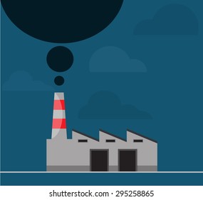 Factory pipes with smoke. Vector Illustration, eps10, contains transparencies.