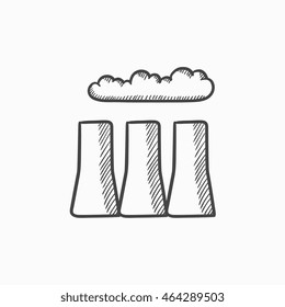 Icono de esbozo de vector de tuberías de fábrica aislado en el fondo. Icono de tuberías de fábrica dibujadas a mano. Icono de esbozo de fábrica para infografía, sitio web o aplicación.