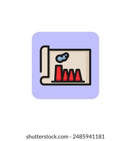 Factory plan line icon. CHP plant, construction project, manufacturing plant. Engineering concept. Vector illustration can be used for topics like building, industry, environment