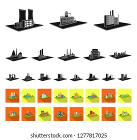 Factory and plant black,flat icons in set collection for design. Production and enterprise vector isometric symbol stock web illustration.