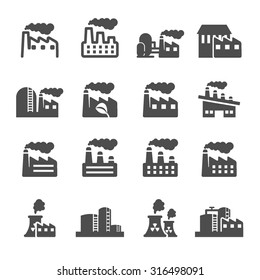 factory plant building icon set, vector eps10.