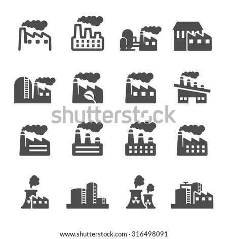 factory plant building icon set, vector eps10.