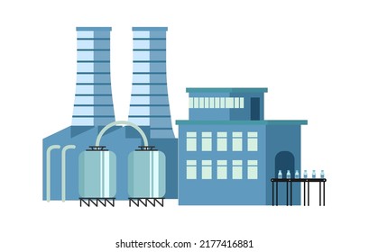 Factory plant building. Vector illustration