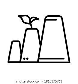 Factory with plant flat icon. Save ecology concept.