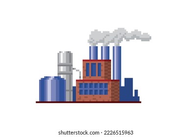 Factory, plant icon. Element design for logo, stickers, web, embroidery and mobile app. Isolated vector illustration. 8-bit sprite.