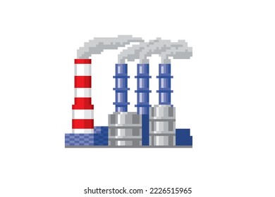 Factory, plant icon. Element design for logo, stickers, web, embroidery and mobile app. Isolated vector illustration. 8-bit sprite.