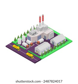 Factory plant industrial isometric illustrated in vector