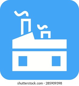 Factory, plant, manufacturing icon vector image. Can also be used for real estate, property, land and buildings. Suitable for mobile apps, web apps and print media.