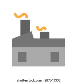 Factory, plant, manufacturing icon vector image. Can also be used for real estate, property, land and buildings. Suitable for mobile apps, web apps and print media.