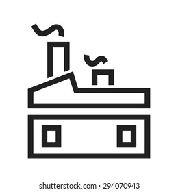 Factory, plant, manufacturing icon vector image. Can also be used for real estate, property, land and buildings. Suitable for mobile apps, web apps and print media.
