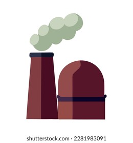 factory plant with smoke isolated