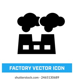 Factory or Plant with smoke - vector icon.