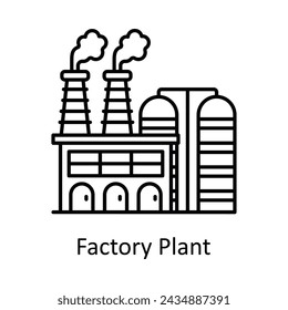 Ilustración de diseño de icono de contorno vectorial de planta de fábrica. Símbolo de unidades de fabricación sobre fondo blanco EPS 10 Archivo