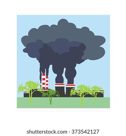 Factory pollutes nature and environment with harmful emissions