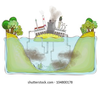 factory polluting  ocean