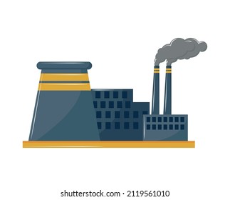 factory pollution chimneys icon flat