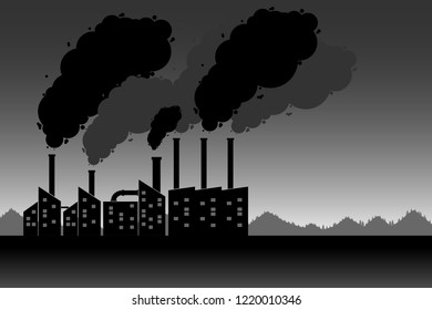 Factory pollution in dark tone