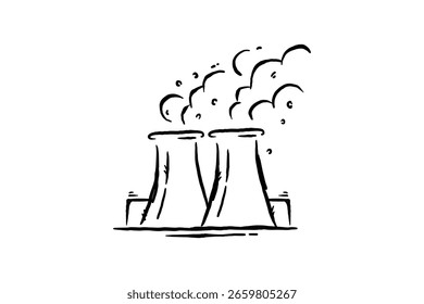 Factory pollution hand-drawn vector illustration