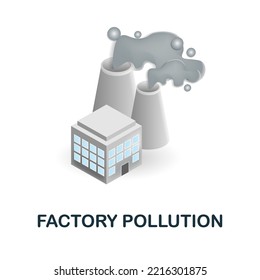 Factory Pollution icon. 3d illustration from ecology and energy collection. Creative Factory Pollution 3d icon for web design, templates, infographics and more