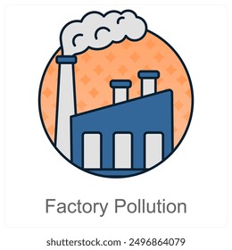 Factory Pollution and pollution icon concept