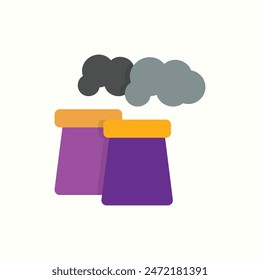 factory pollution icon, isolated flat colored environment icon set