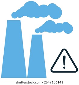 Vetor de ícone de poluição de fábrica, representando impacto ambiental, emissões e resíduos industriais. Ideal para ilustrar preocupações ambientais, questões de sustentabilidade e regulamentos ambientais.