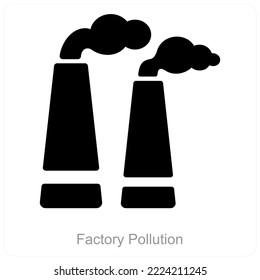 Factory Pollution and industry icon concept