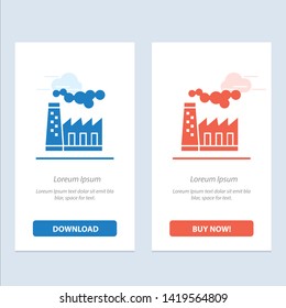 Factory, Pollution, Production, Smoke  Blue and Red Download and Buy Now web Widget Card Template