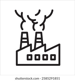 Factory Pollution Simple Line Icon