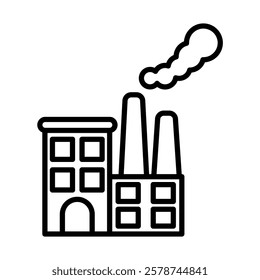 Factory Pollution Vector Line Icon Design