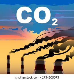 Factory or power plant emitting smoke. Smoking factory concept. Vector illustration