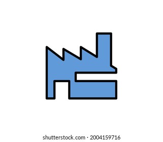 Factory premium line icon. Simple high quality pictogram. Modern outline style icons. Stroke vector illustration on a white background. 