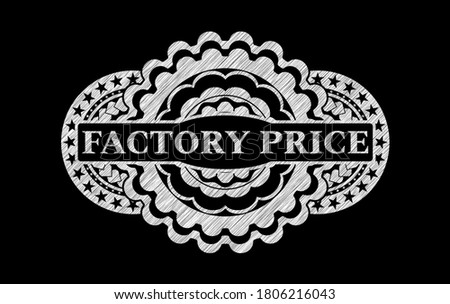 Factory Price text inside chalk blackboard realistic badge. Chalkboard exquisite background. Intense illustration. 