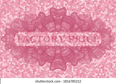 Factory Price text inside Currency pink color tile mosaic style pattern realistic emblem. Geometric hexagon luxurious background. Illustration. 