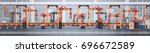 Factory Production Conveyor Automatic Assembly Line Machinery Industrial Automation Industry Concept Flat Vector Illustration