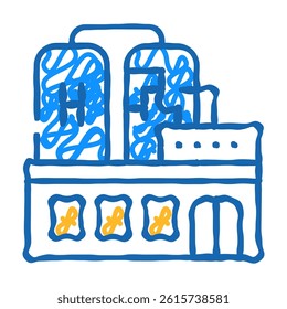factory production hydrogen doodle icon sketch vector. factory production hydrogen sign. isolated symbol illustration