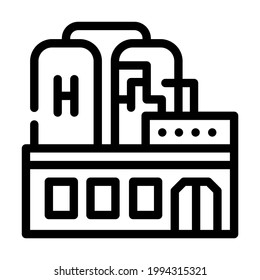 factory production hydrogen line icon vector. factory production hydrogen sign. isolated contour symbol black illustration