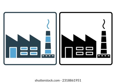 Factory production icon. icon related to building, heavy and power Industry. Solid icon style. Simple vector design editable
