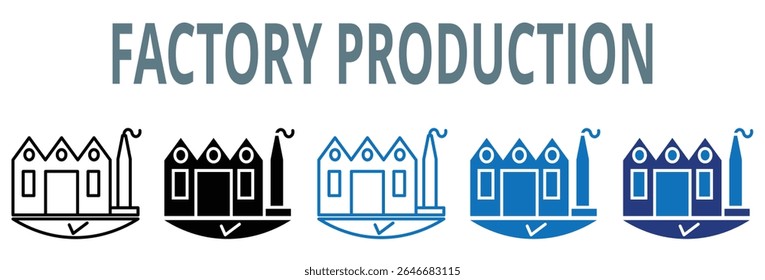 factory production, icon, vector, illustration, global, manufacturing, factory, production, industrial, activity, process