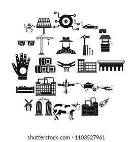 Factory production icons set. Simple set of 25 factory production vector icons for web isolated on white background