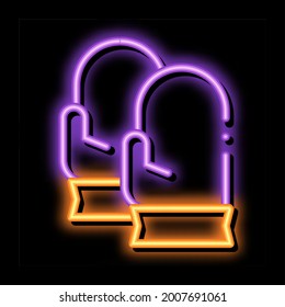 Factory Protective Gloves Metallurgical neon light sign vector. Glowing bright icon sign. transparent symbol illustration