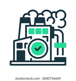 Factory Quality Check Line Icon, Outline Symbol for Manufacturing Standards, Industrial Inspection, Production Safety, Compliance Control, and Product Testing. Vector Sign Icon.